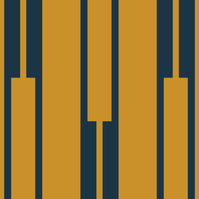 Geo Chain Dark Mustard and Navy Blue Geometric Block Stripes Vertical Pattern Coffee Mug Gallery Image 2