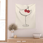 Minimalist Cherry Cosmo Cocktail Drink Wall Tapestry Gallery Image 2