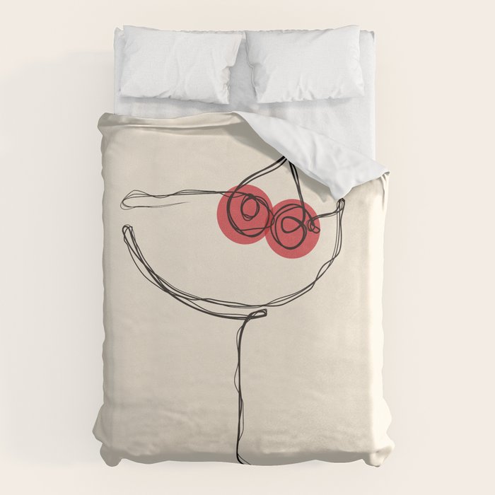 Minimalist Cherry Cosmo Cocktail Drink Duvet Cover Gallery Image 6