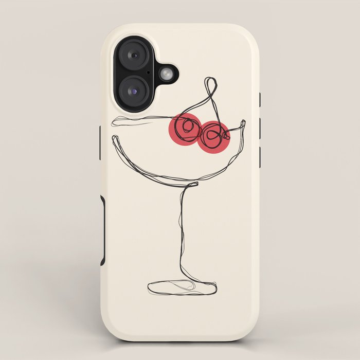 Minimalist Cherry Cosmo Cocktail Drink iPhone Case Gallery Image 1