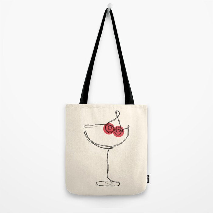 Minimalist Cherry Cosmo Cocktail Drink Tote Bag Gallery Image 2