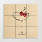 Minimalist Cherry Cosmo Cocktail Drink Wood Wall Art Gallery Image 1