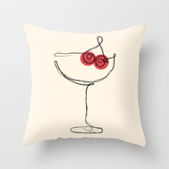 Minimalist Cherry Cosmo Cocktail Drink Throw Pillow Gallery Image 6