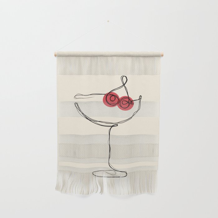 Minimalist Cherry Cosmo Cocktail Drink Wall Hanging Gallery Image 1