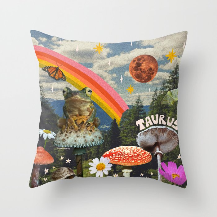 Taurus Collage Throw Pillow Gallery Image 1