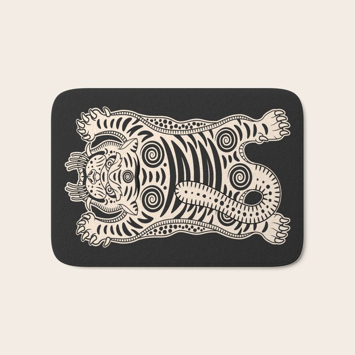 King Of The Jungle 04: Black & White Tiger Edition Bath Mat Gallery Image 1