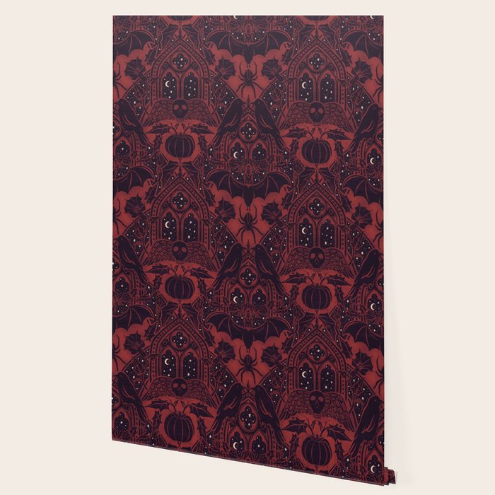 Gothic Halloween Damask - Red black and white  Wallpaper Gallery Image 2
