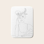 Minimal Line Art Woman with Flowers II Bath Mat Gallery Image 1