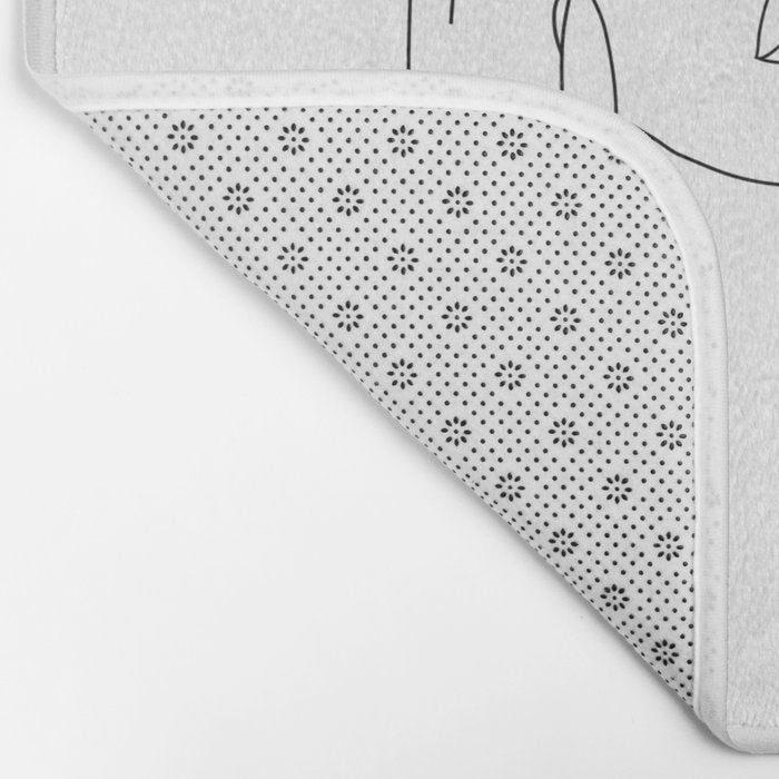 Minimal Line Art Woman with Flowers II Bath Mat Gallery Image 2