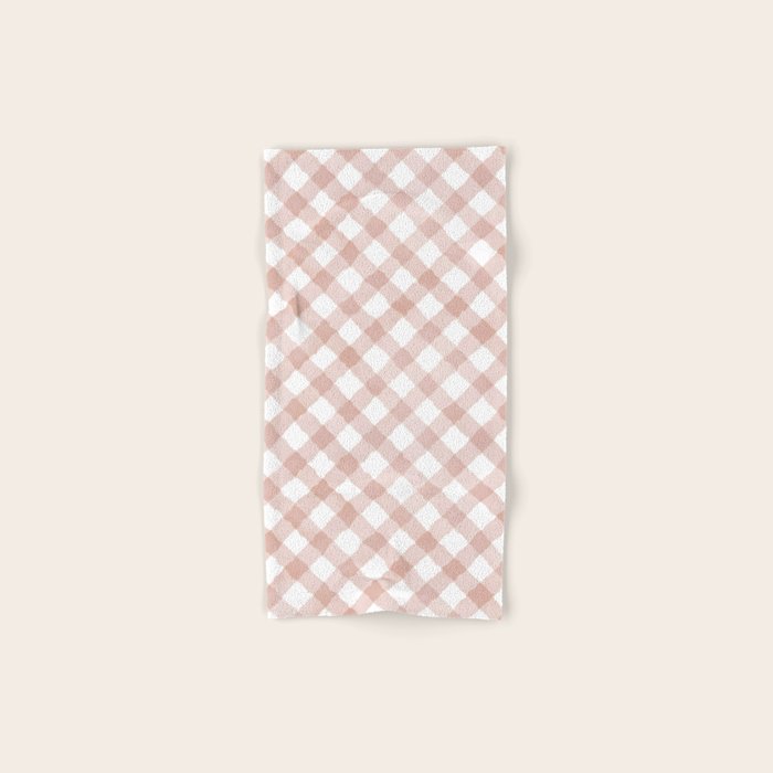 Hand Painted Pink Festive Gingham Theme Bath Towel Gallery Image 1