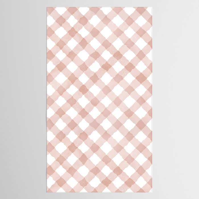 Hand Painted Pink Festive Gingham Theme Tablecloth Gallery Image 2