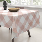 Hand Painted Pink Festive Gingham Theme Tablecloth Gallery Image 3