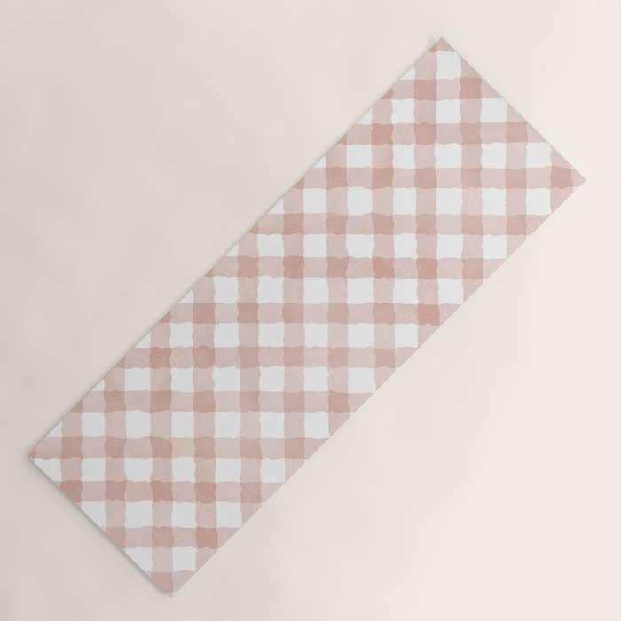 Hand Painted Pink Festive Gingham Theme Yoga Mat Gallery Image 1