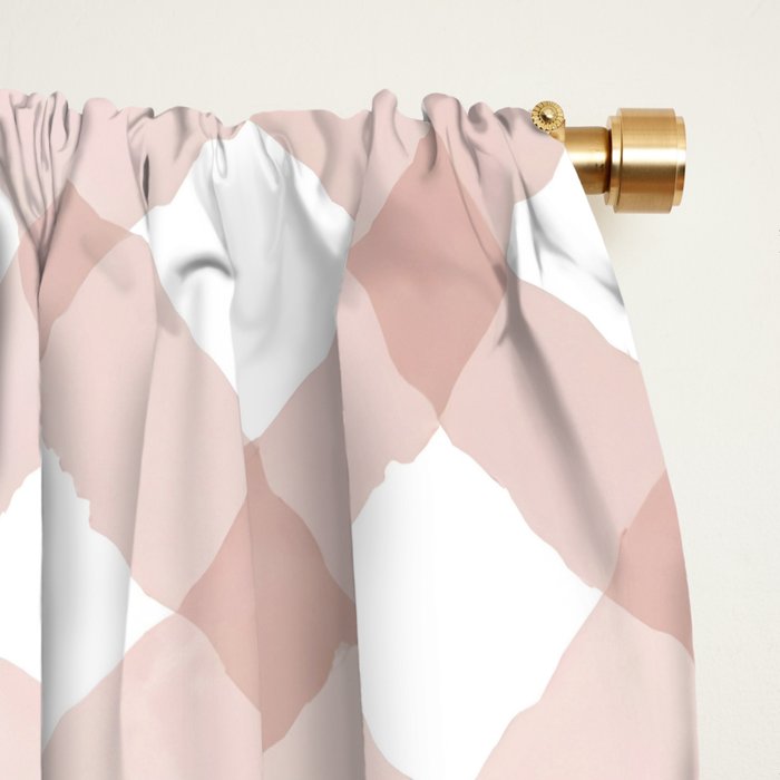 Hand Painted Pink Festive Gingham Theme Window Curtain Gallery Image 2
