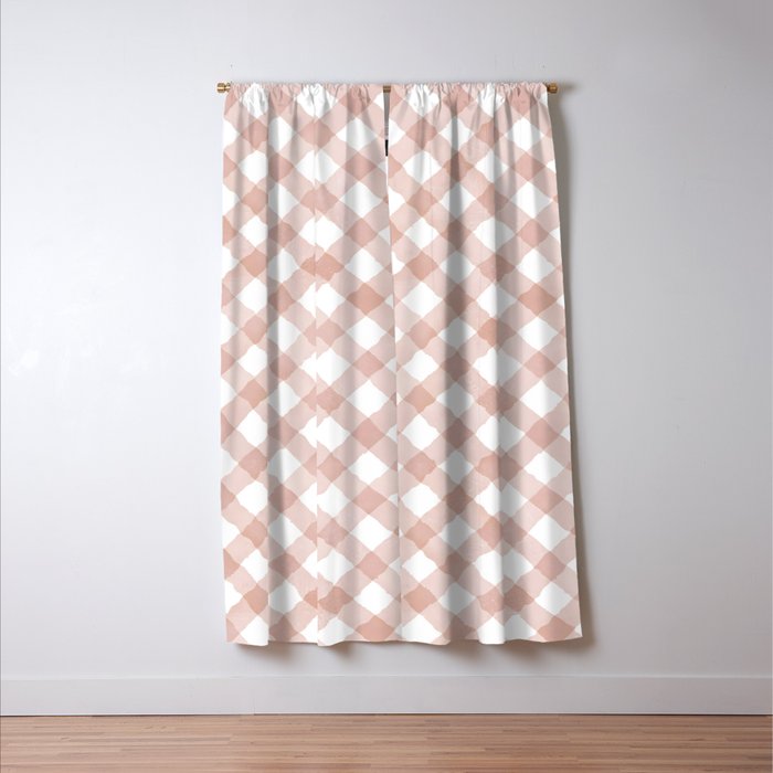 Hand Painted Pink Festive Gingham Theme Window Curtain Gallery Image 3