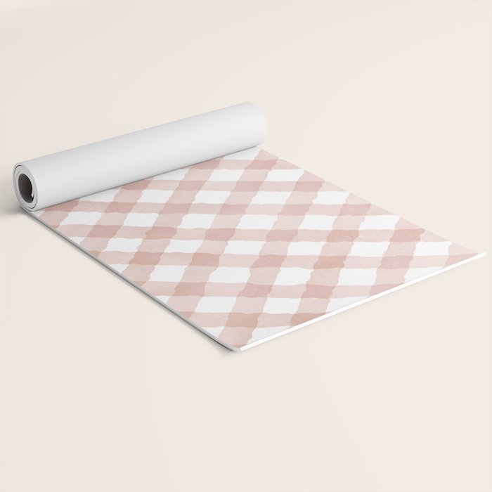 Hand Painted Pink Festive Gingham Theme Yoga Mat Gallery Image 2