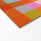 Vibrant Pink and Orange Plaid Abstract Geometric Pattern Welcome Mat Gallery Image 2