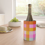 Vibrant Pink and Orange Plaid Abstract Geometric Pattern Wine Chiller Gallery Image 4