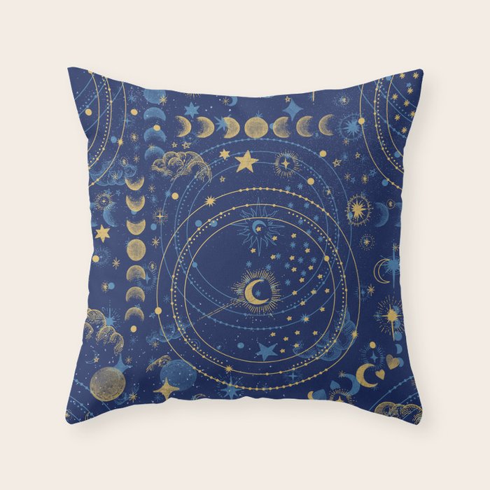 Pattern mystic celestial dark A Throw Pillow Gallery Image 1