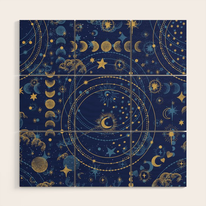 Pattern mystic celestial dark A Wood Wall Art Gallery Image 1
