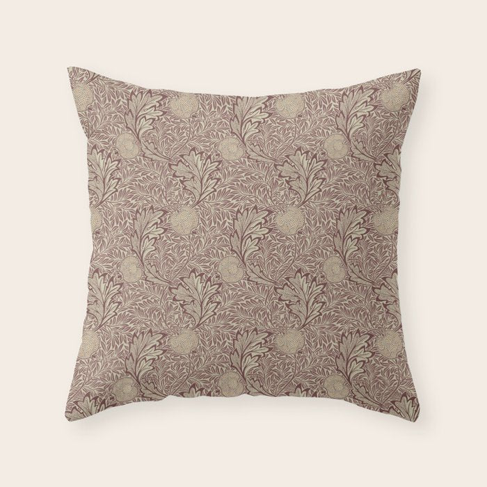William Morris Vintage Apple Red Gold Throw Pillow Gallery Image 1