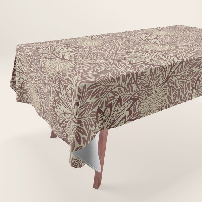 William Morris Vintage Apple Red Gold Tablecloth Gallery Image 1