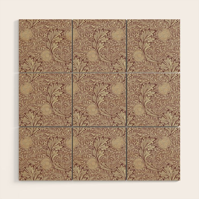 William Morris Vintage Apple Red Gold Wood Wall Art Gallery Image 1