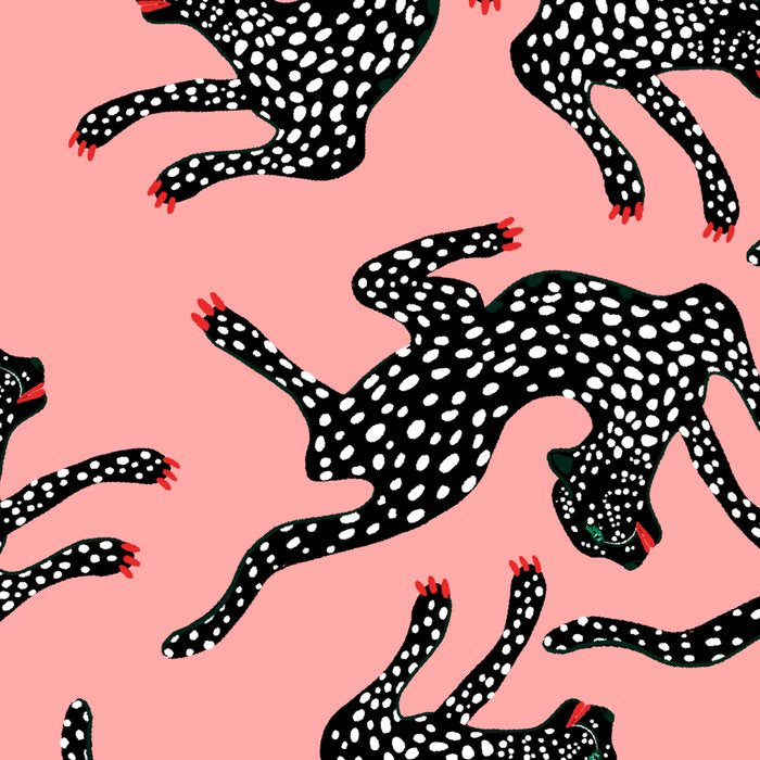 Bold Leopard Art Print on Pink with Floral Accents - Modern Animal Wall Art Coffee Mug Gallery Image 2