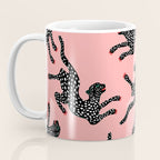 Bold Leopard Art Print on Pink with Floral Accents - Modern Animal Wall Art Coffee Mug Gallery Image 3