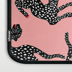 Bold Leopard Art Print on Pink with Floral Accents - Modern Animal Wall Art Laptop Sleeve Gallery Image 3