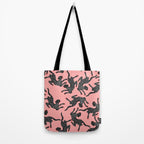 Bold Leopard Art Print on Pink with Floral Accents - Modern Animal Wall Art Tote Bag Gallery Image 2