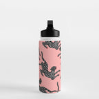 Bold Leopard Art Print on Pink with Floral Accents - Modern Animal Wall Art Water Bottle Gallery Image 3