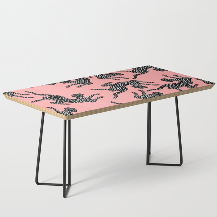 Bold Leopard Art Print on Pink with Floral Accents - Modern Animal Wall Art Coffee Table Gallery Image 1