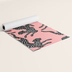 Bold Leopard Art Print on Pink with Floral Accents - Modern Animal Wall Art Yoga Mat Gallery Image 2