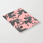 Bold Leopard Art Print on Pink with Floral Accents - Modern Animal Wall Art Notebook Gallery Image 2
