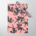 Bold Leopard Art Print on Pink with Floral Accents - Modern Animal Wall Art Wrapping Paper Gallery Image 1