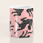 Bold Leopard Art Print on Pink with Floral Accents - Modern Animal Wall Art Coffee Mug Gallery Image 4