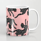Bold Leopard Art Print on Pink with Floral Accents - Modern Animal Wall Art Coffee Mug Gallery Image 1