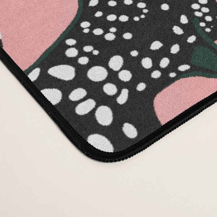 Bold Leopard Art Print on Pink with Floral Accents - Modern Animal Wall Art Desk Mat Gallery Image 4