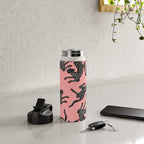 Bold Leopard Art Print on Pink with Floral Accents - Modern Animal Wall Art Water Bottle Gallery Image 4
