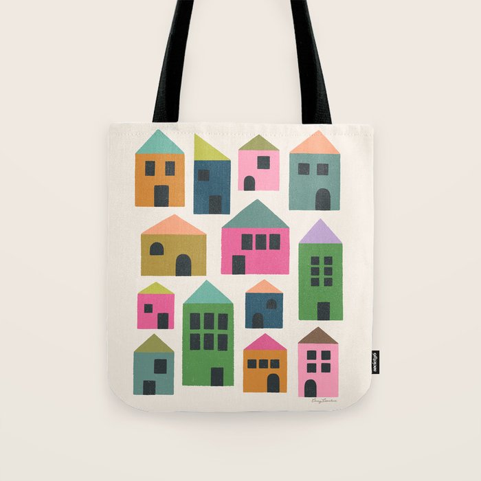 Happy Houses - Multi-colored Tote Bag Gallery Image 1