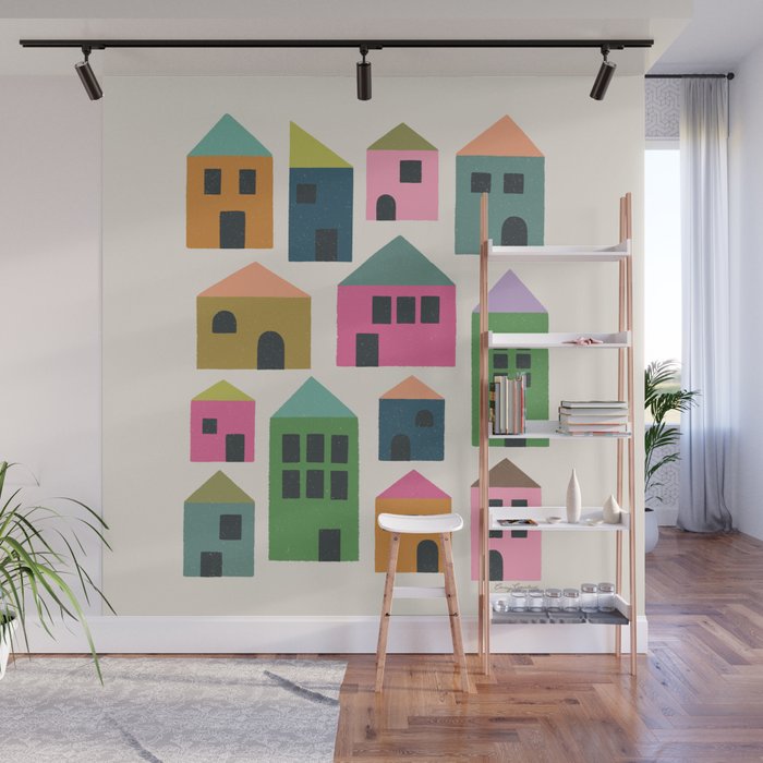 Happy Houses - Multi-colored Wall Mural Gallery Image 1