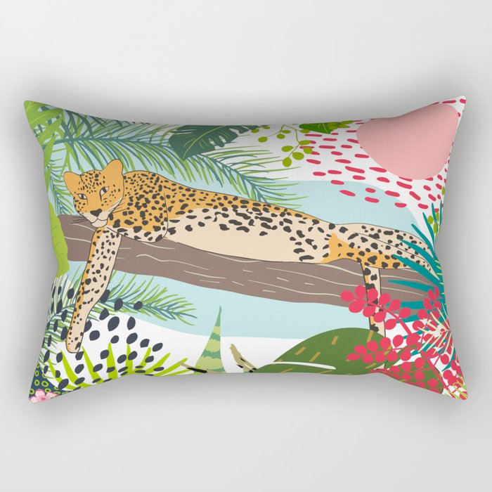 Colorful Jungle Cheetah Print Rectangular Pillow Gallery Image 2