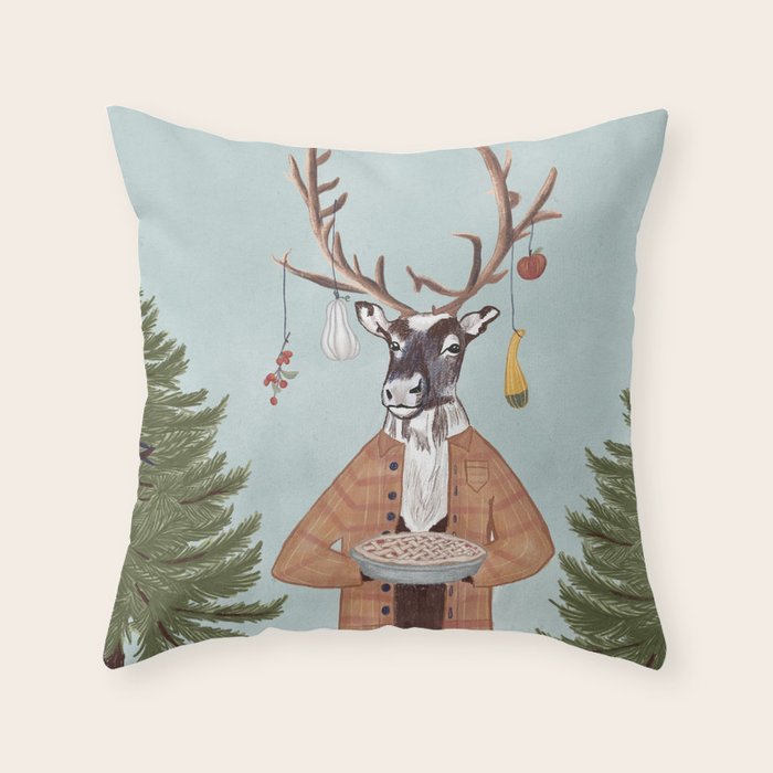 Thankful Reindeer Throw Pillow Gallery Image 6