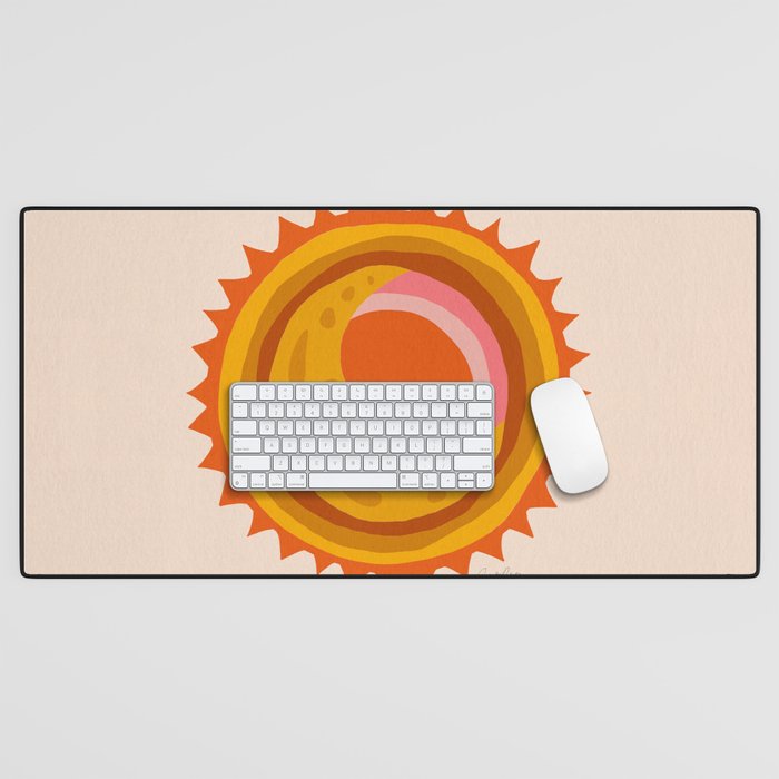 Moon Glow - Retro Ochre Desk Mat Gallery Image 1