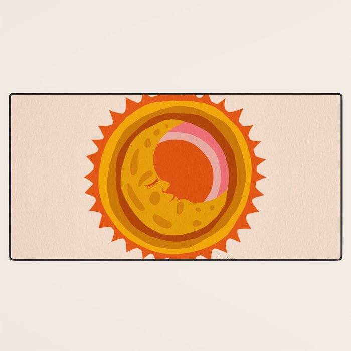 Moon Glow - Retro Ochre Desk Mat Gallery Image 3