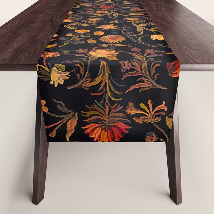 Exotic Midnight Floral Garden Table Runner Gallery Image 1
