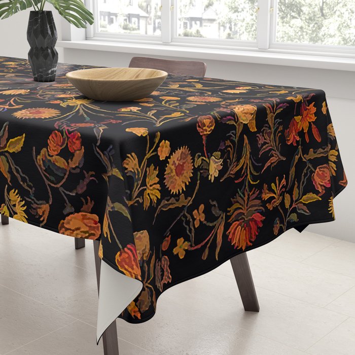 Exotic Midnight Floral Garden Tablecloth Gallery Image 3