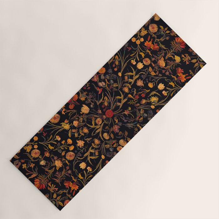 Exotic Midnight Floral Garden Yoga Mat Gallery Image 1