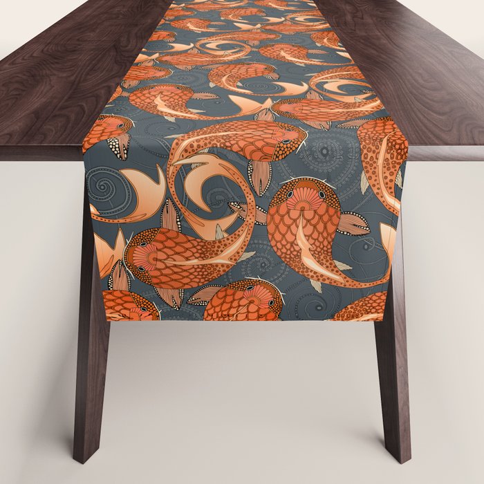 paisley fish gray Table Runner Gallery Image 1